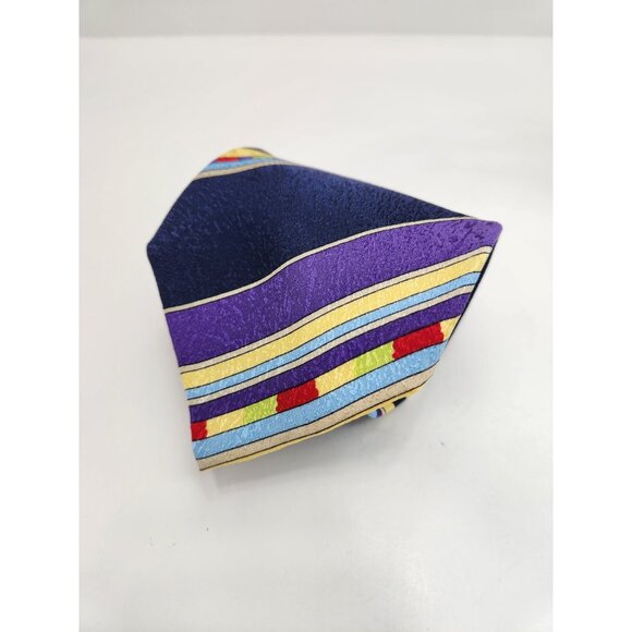 Versace V2 Mens Tie 55"x3.75" 100% Silk Vintage Stripes Made In Italy - Picture 9 of 9